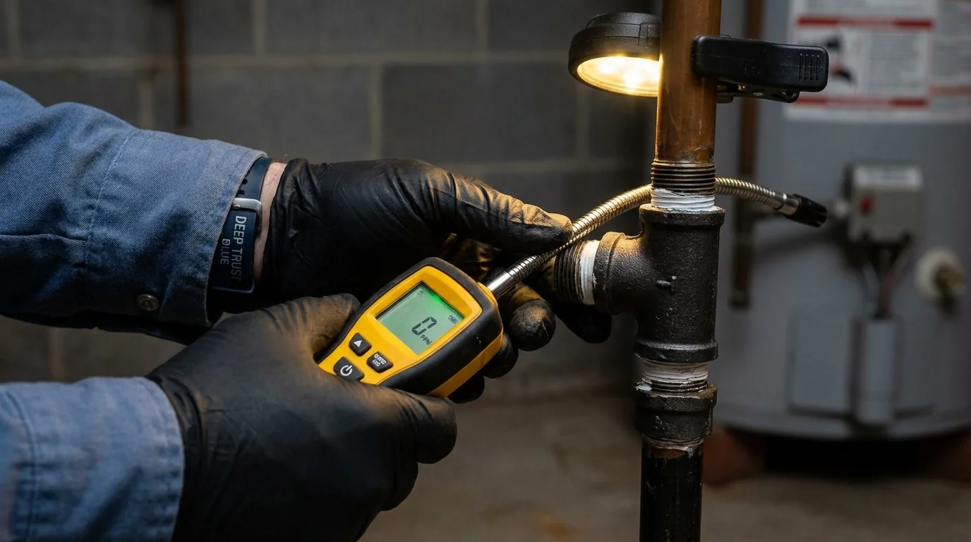 Gas leak detection with electronic sniffer by Johns Plumbing LLC in Waskom