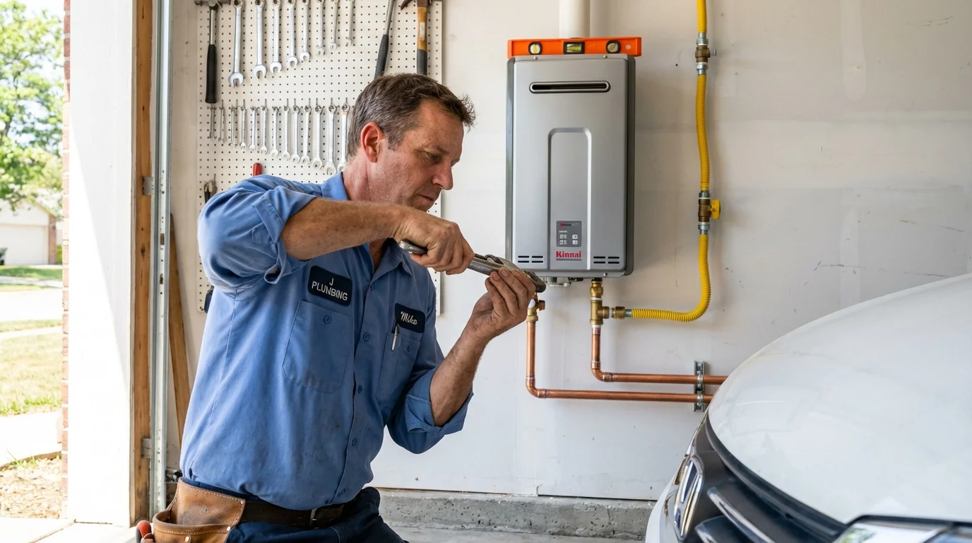 Tankless water heater installation by a Johns Plumbing LLC plumber in Waskom